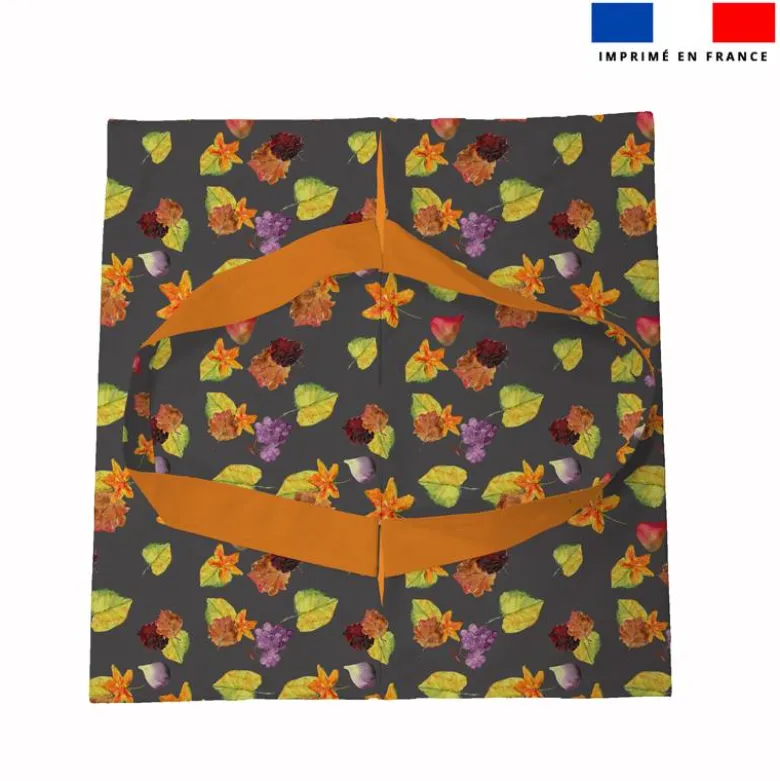 Patron sac à tarte motif fruits et feuilles orange et gris - Création Cat&Colours