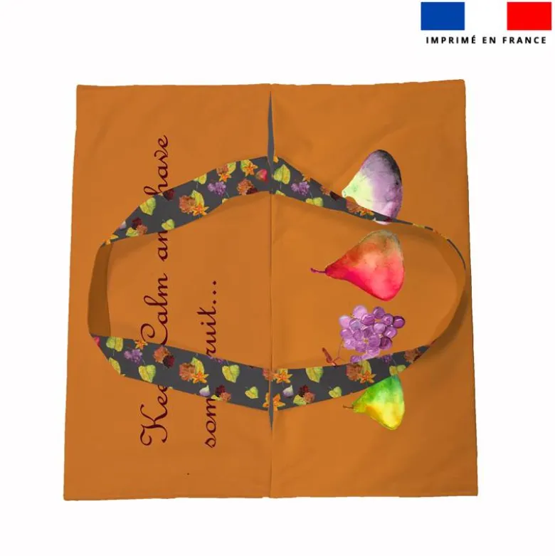 Patron sac à tarte motif fruits et feuilles orange et gris - Création Cat&Colours
