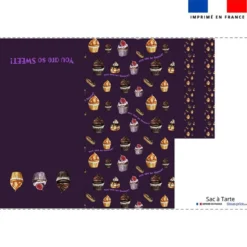 Patron sac à tarte motif gourmandises violet foncé - Création Cat&Colours