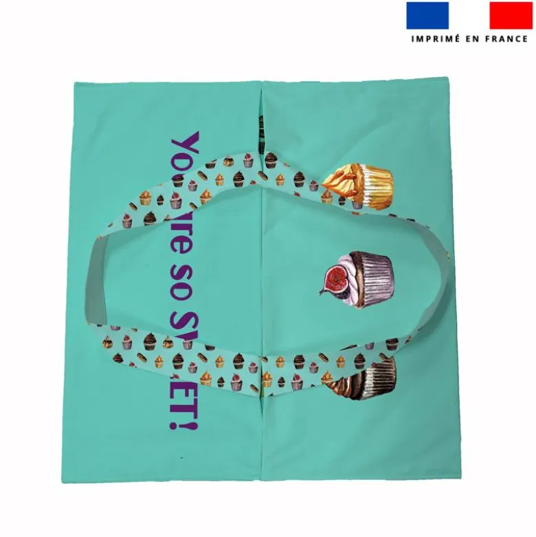 Patron sac à tarte motif gourmandises bleu clair - Création Cat&Colours