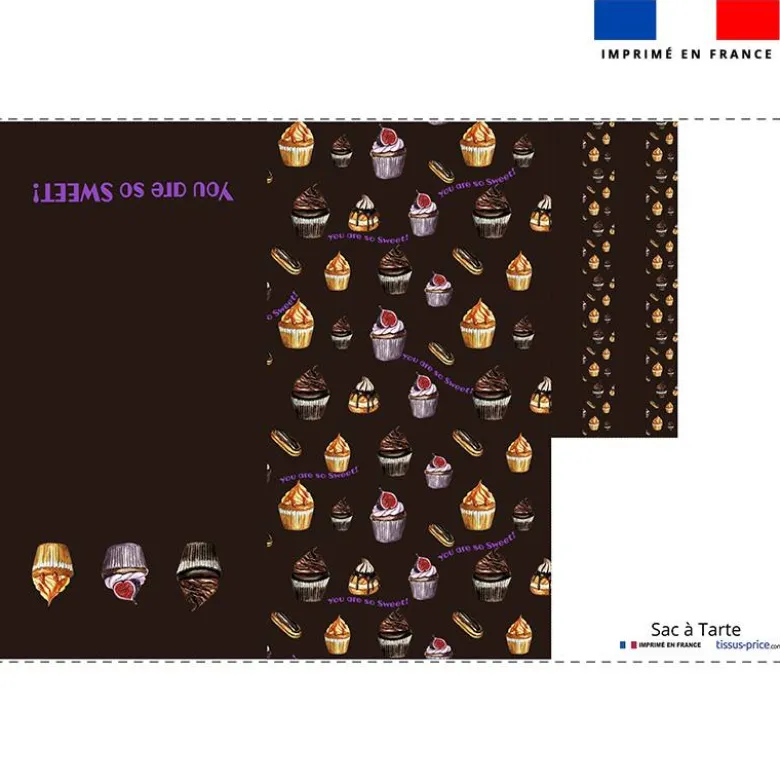 Patron sac à tarte motif gourmandises chocolat - Création Cat&Colours