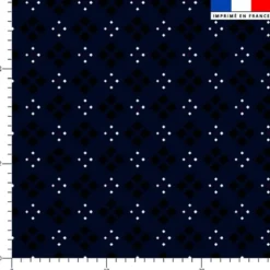 Petite fleur géométrique et carré noir - Fond bleu nuit