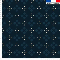Petite fleur géométrique et carré bleu - Fond bleu nuit