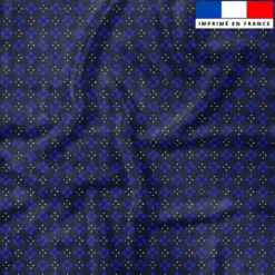 Petite fleur géométrique et carré bleu - Fond bleu nuit