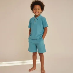 Pico terry côtelé bleu