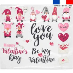 Planche DTF de transfert textile motif gnome st valentin