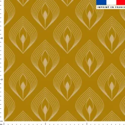 Plume de paon art déco or - Fond ocre