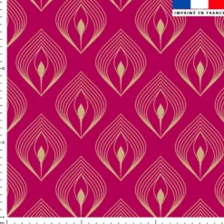 Plume de paon art déco or - Fond rose