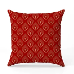 Plume de paon art déco or - Fond rouge