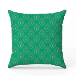 Plume de paon art déco or - Fond vert opaline