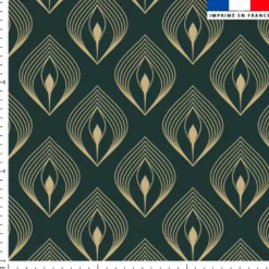 Plume de paon art déco or - Fond vert