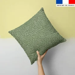 Pois blanc - Fond vert kaki