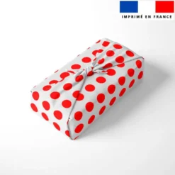 Pois rouges-orangés - Fond gris clair