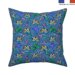 Poisson et crabe marinière blanche - Fond bleu - Création Andréa Leonelli