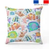 Poissons multicolores et coquillages effet brodé - Fond blanc