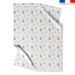 Polaire blanche motif animaux bohème