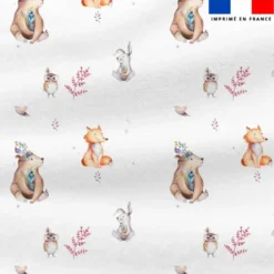 Polaire blanche motif animaux bohème