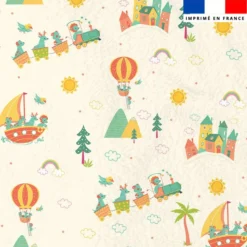 Polaire blanche motif animaux en vacances