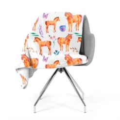 Polaire blanche motif cheval et fleur aquarelle