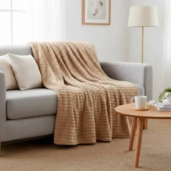 Polaire minky côtelée beige