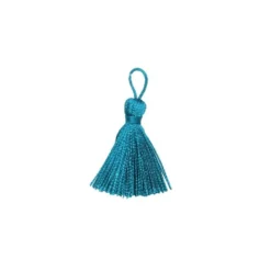 Pompon franges bleu 4 cm