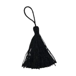 Pompon franges noir 7 cm