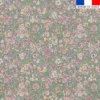 Popeline de coton verte motif petites fleurs champêtres multicolores