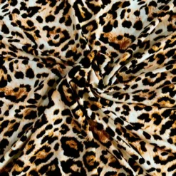 Popeline de viscose écrue motif tâches léopard