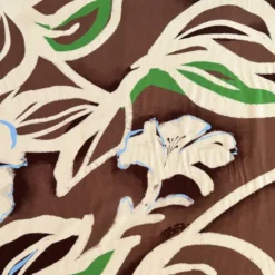 Popeline de viscose marron motif grand dessin floral