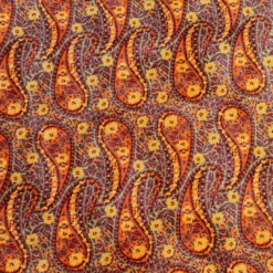 Popeline de viscose mauve motif cachemire fleuri