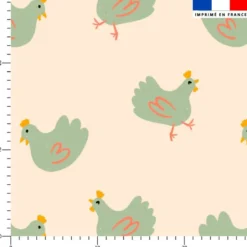 Poule - Fond crème - Création Pauline Recht
