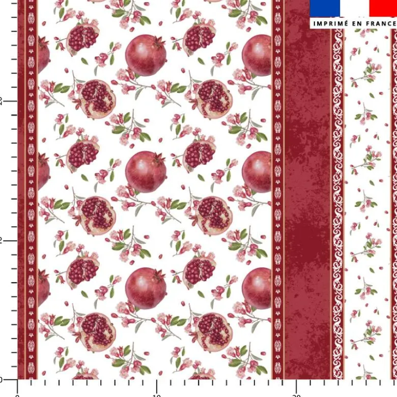 Provençal grenade et fleurs - Fond blanc
