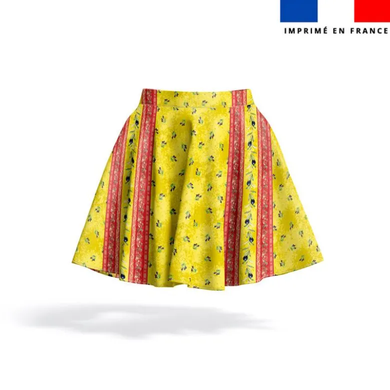 Provençal petites olives noires bande rouge - Fond jaune