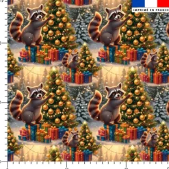 Raton laveur de noël - Fond multicolore