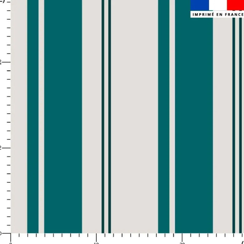 Rayures verticales bleu vert et vert canard - Fond écru