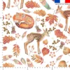 Renard et biche d'automne effet brodé - Fond blanc