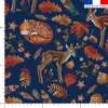 Renard et biche d'automne effet brodé - Fond bleu foncé