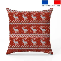 Renne de Noël effet tricoté - Fond rouge