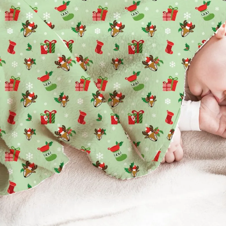Renne et cadeaux de Noel - Fond vert