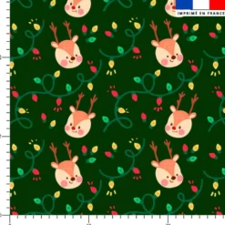 Renne et guirlande de Noël - Fond vert