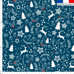 Renne et sapin de Noel - Fond bleu