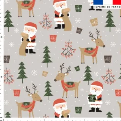 Rennes et papa noel - Fond grège