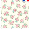 Rose et fleur bleue - Fond jaune clair