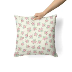 Rose et fleur bleue - Fond jaune clair