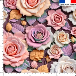 Roses colorées effet 3D - Fond mauve