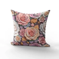 Roses colorées effet 3D - Fond mauve