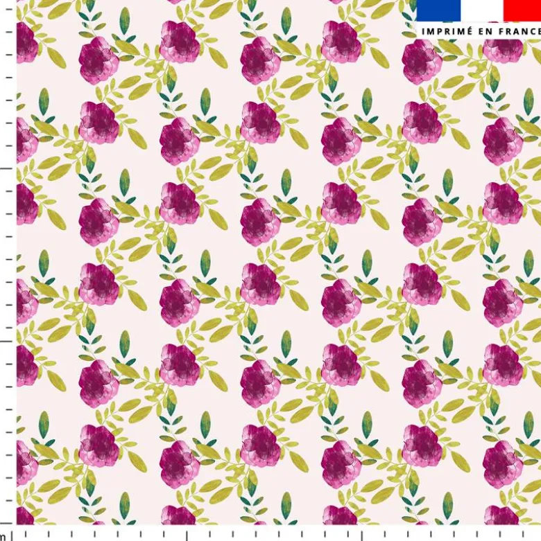 Roses effet peinture - Fond beige