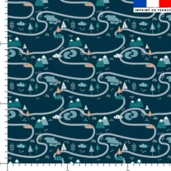 Route et paysage enneigé - Fond bleu nuit