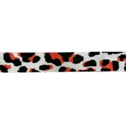 Sangle léopard 38mm gris galet et rouge orangé