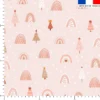 Sapin arc-en-ciel rose et beige - Fond rose